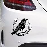ZUKHL 2-Pack Unique Gothic Crow Tree Vinly Car Sticker, Black Birds Raven, Crow Decal for Laptop, Truck, Van, SUV, Motorcycle, Walls Easy to Apply #2BZ487 (Black)