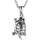 Scddboy Sea Turtle Stainless Steel Pendant Necklace for Men with 22+2" Chain