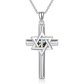 YFN Sterling Silver Star of David Cross Tree of Life Pendant Necklace Jewish Judeo Christian Religious Jewelry for Women Men
