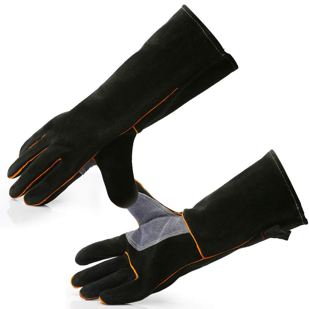 YOUYA Extreme Heat & Fire Resistant Gloves Leather with Kevlar Stitching,Perfect for Fireplace Stove, Oven, Grill, Welding