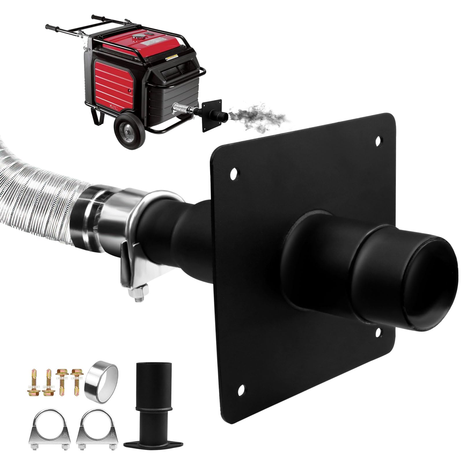 Photo 1 of Universal Generator Exhaust Extension Silencer Kit With Insulated Through-Wall Mounting Plate, Effectively Reducing Noise and Safe Exhaust Muffler Silencer