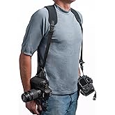 OP/TECH USA Dual Camera Harness – Neoprene Shoulder Harness for Two Cameras | Comfortable, Adjustable DSLR/SLR Strap System with Quick-Release Connectors – Black, Made in USA