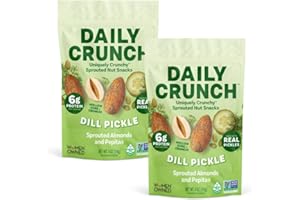 Daily Crunch Sprouted Almonds and Dehydrated nuts for a Unique Crunch, Keto Friendly, Non-GMO Zero Seed Oils, Gluten Free, 4oz (2 Pack, Dill Pickle)