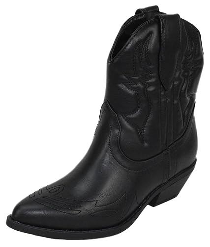 Soda Women Cowgirl Cowboy Western Stitched Ankle Boots Pointed Toe