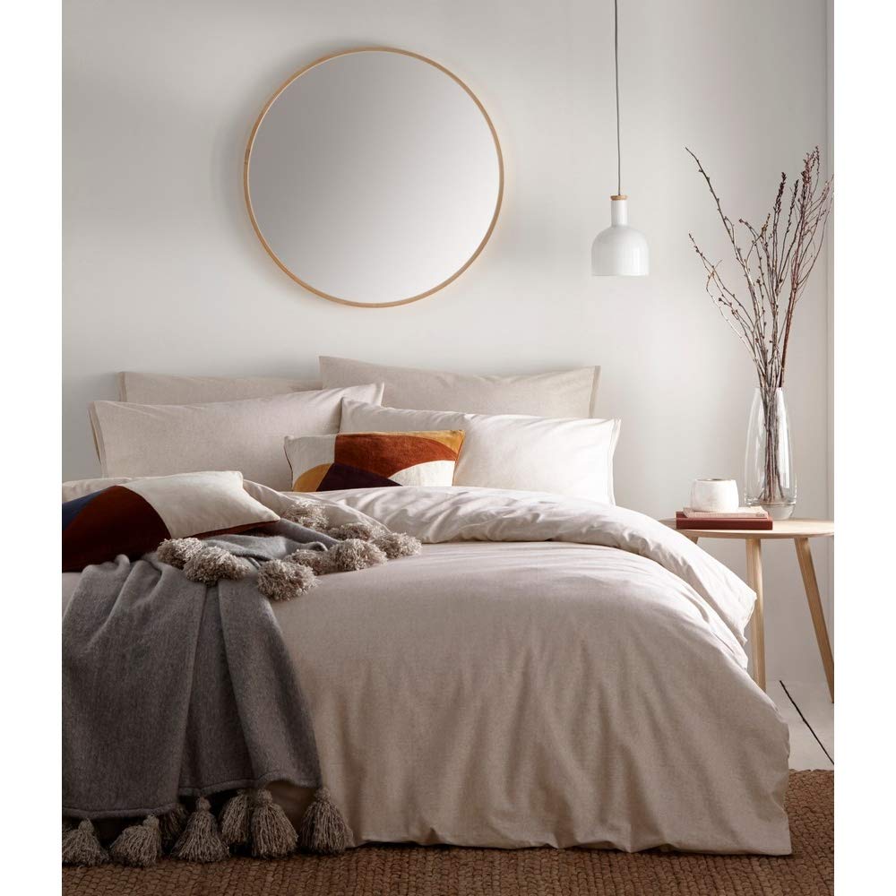 The Linen Yard The Claybourne Duvet Set Beige-Tumbled Design-2 x Pillowcases Included Machine Washable-200 x 200cm (79" x 79" inches), Cotton, Putty, Double