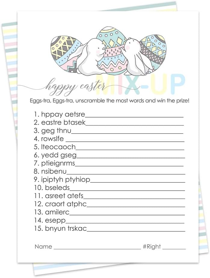 Amazon Com Easter Word Scramble Game 25 Pack Great For Family Dinner Spring Gatherings Dinner Celebrations Baby Shower Kids Parties Kitchen Dining