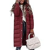 HEEKPEK Womens Winter Long Puffer Coats Thicken Warm Quilted Jacket Mid-Length with Side Zipper and Hood Parka Outerwear
