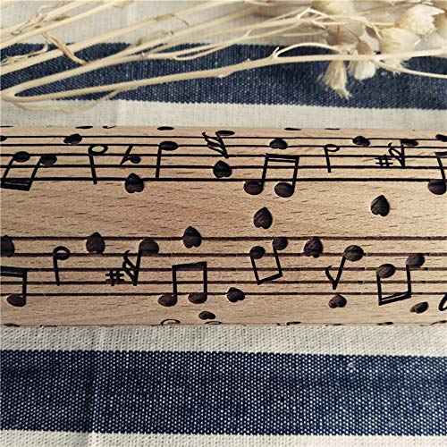 Gocheaper Christmas Wooden Rolling Pins Engraved Embossing Rolling Pin with Christmas Symbols for Baking Embossed Cookies (D)