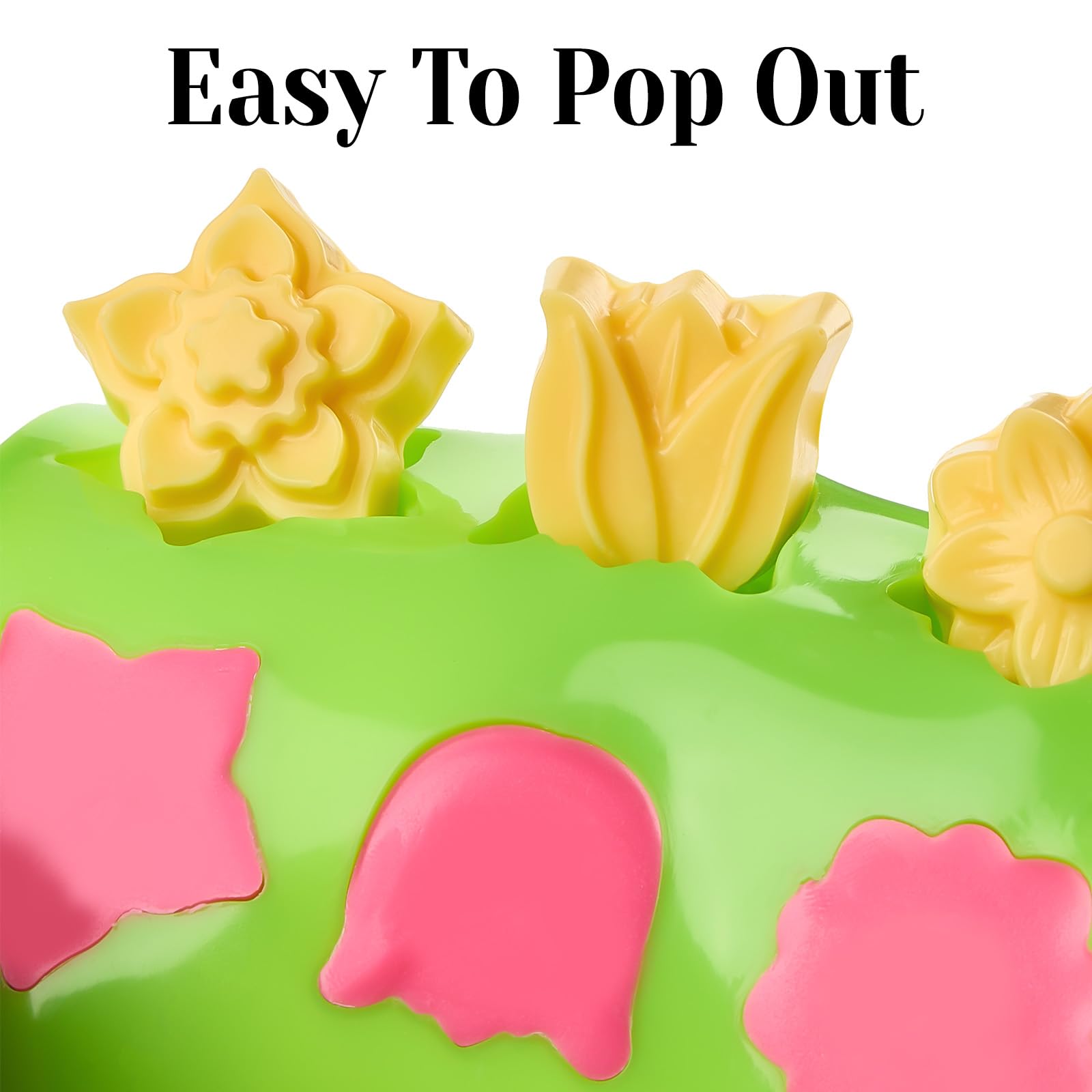 6 Pcs Flower Silicone Chocolate Molds Set, 15-Cavity Rose Heart Star Candy Mold Different Shapes Silicone Molds for Chocolate, Candy, Ice Cube, Butter, Jello