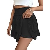 Women's Summer Skirt High Waisted Ruffle Tennis Sports Skater Running Flowy Skort Over Night Fairy Mini Skirts Y79