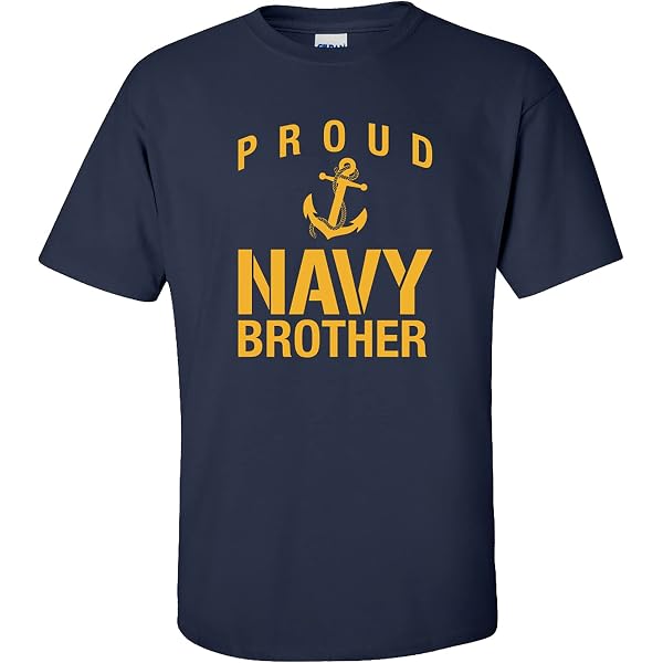 Proud Navy Mom T-Shirt – Short Sleeve Military Style Tee In Navy Blue, Gold Design - View #2