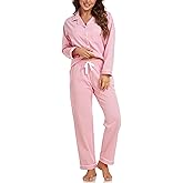 EA'S SECRET Womens Pajama Sets 100% Cotton Long Sleeve Shirt and Pants Soft Sleepwear Loungewear Button Down Pj Set