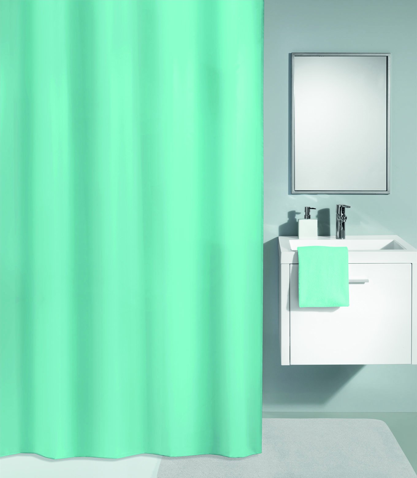 Kleine Wolke "Kito Shower Curtain with Water Repellent Finish, Polyester, Pale Green, 180 x 240 x 0.02 cm