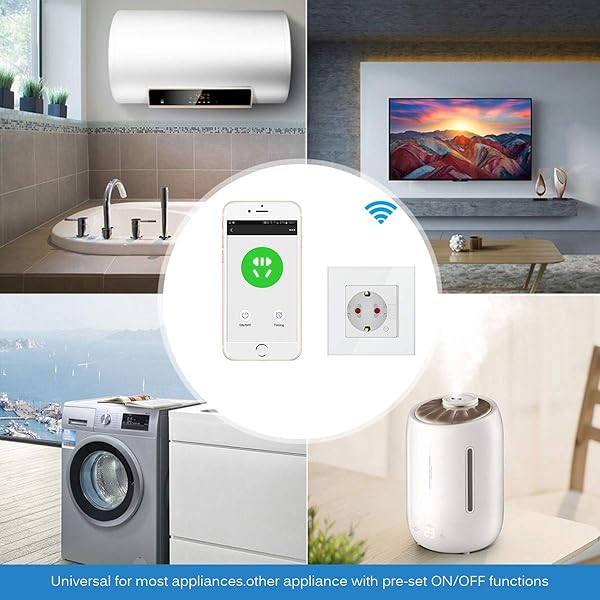 OurLeeme WiFi Enchufe Inteligente Enchufe de Pared de 10A Toma de Corriente Inteligente Control Remoto Control de Voz Temporizador Ahorro de energa Funciona con Alexa Google Home Blanco