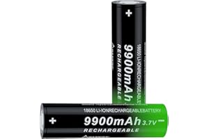 MLGBDC 2PCS 18650 Rechargeable Battery 3.7 Volt Lithium 9900mAh Large Capacity Flat Top for Flashlights Headlamps