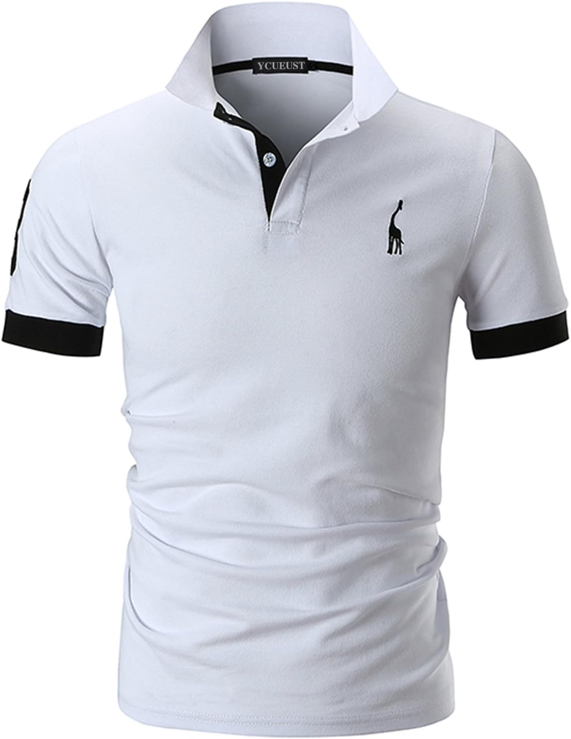 YCUEUSTYCUST Men's Polo Shirts Short Sleeve Giraffe Embroidery Polo T-Shirts