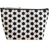 Mini Momo Makeup Bag Travel Organizer Toiletry Pouch for Women Small Cosmetic Case for Purse, Cute Fabric Storage Clutch (Small Makeup Bag - Soccer)