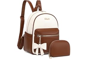 Eslcorri Mini Backpack Purse for Women - Girls Bowknot Fashion Backpack Small Leather Cute Travel Daypacks with Wallet 2-PCS Casual Ladies Convertible Shoulder Handbag - Brown