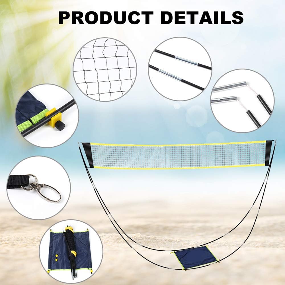 CDCASA Portable Badminton Net Folding Badminton Net Set with Stand Carry Bag Easy Setup Beach Tennis Volleyball Net for Outdoor/Indoor Court Backyard Lawn : Sports & Outdoors