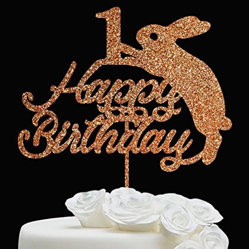 First BIRTHDAY CAKE TOPPER // Rose Gold Glitter Personalized Cake Topper - 1st Birthday Cake Topper - Custom First Birthday Topper - Birthday Cake