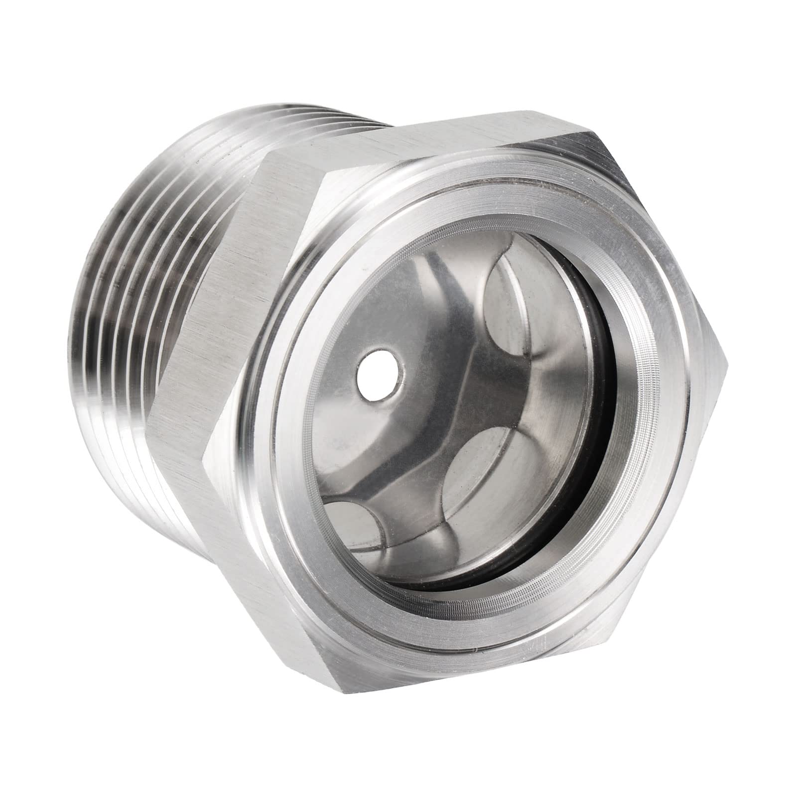 M METERXITY Oil Level Sight Glass with O-Ring - Air Compressor Fittings Check The Pump's Oil Level, Apply to Tank (NPT1-11.5, Silver Tone)
