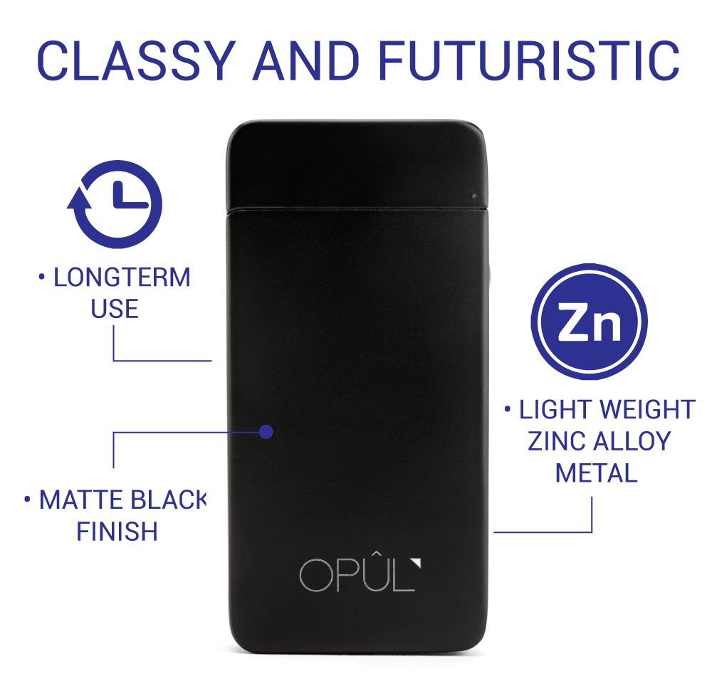 Briquet Double Arc Électrique, Briquet USB Electrique Sans Flamme, Briquet Tesla Rechargeable à l\'Epreuve du Vent, avec Câble, Briquet de Poche à Allumage Sans Gaz en Toute Sécurité pour par Opul