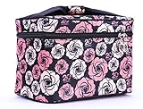 HOYOFO Women Portable Travel Cosmetic Bags with Brush Holder Make Up Bags,Flower