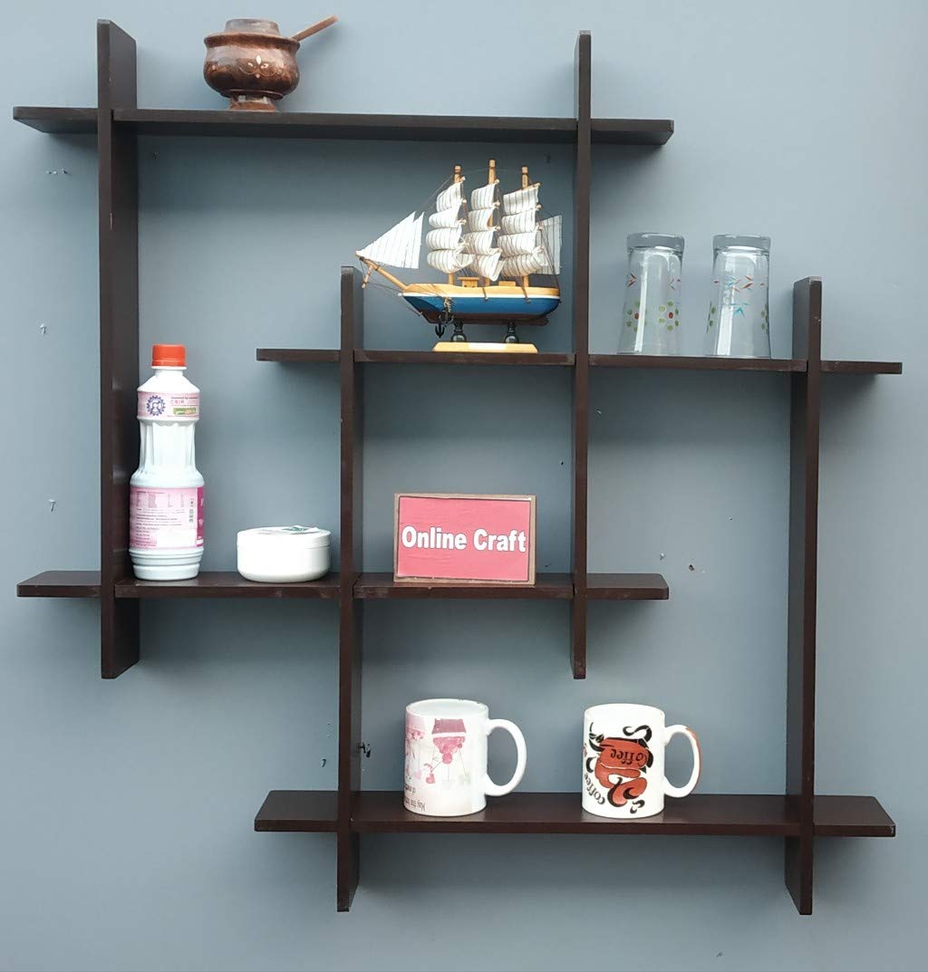 onlinecraft Wooden Wall Shelf aa499 (Brown) Amazon.in Home & Kitchen