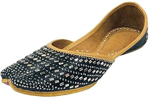 Step n Style Punjabi Black Jutti for Women Wedding Sandals Bridal Shoes Party Shoes Indian Shoes Flat Mojari