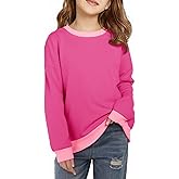 Haloumoning Girls Crewneck Sweatshirts Kids Casual Long Sleeve Loose Tops Fall Comfy Lightweight Pullovers 5-14 Years