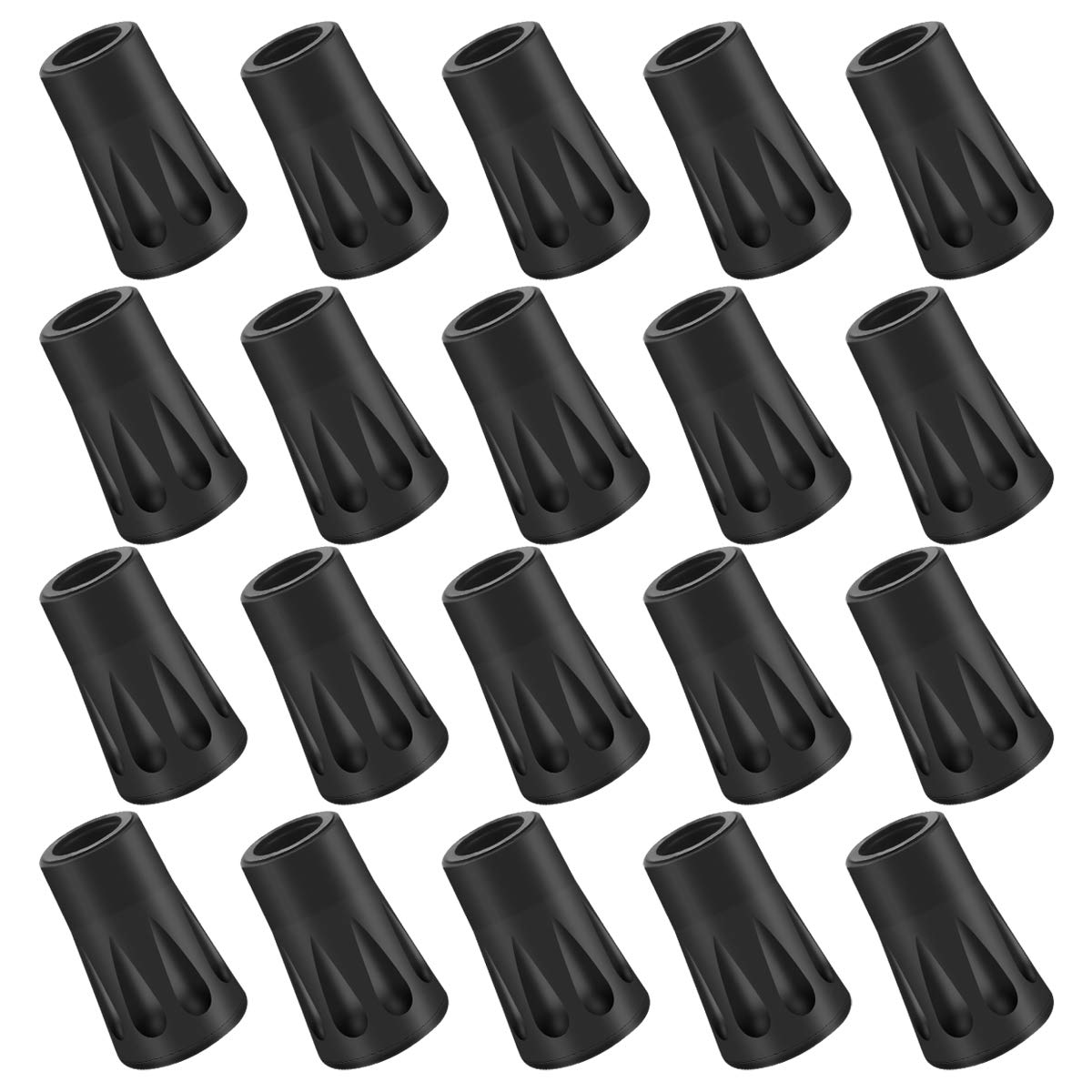 Disino 20 Pcs Rubber Walking Pole Tips, Replacement Walking Stick Caps Trekking Pole Tip Protectors, Hiking Pole Ferrule Crutch Tips Ends, Walking Pole Accessories for Outdoor Camping Sports Gear