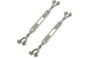 AYMMIC 1/2 Inch X 6" Turnbuckle Hook, Jaw and Jaw Turnbuckle, Heavy Duty Hot Dipped Galvanized Steel, 2,200lbs Working Load Limit, 1/2" Threaded Diameter X 6" Durable, Strong and Durable(2 Pack)