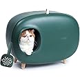 MS Cat Litter Box for Easier Handling, Enclosed Design, Prevent Sand Leakage, Easy to Clean and Assembly and Large Space, with Cat Litter Scoop (Moss Green)