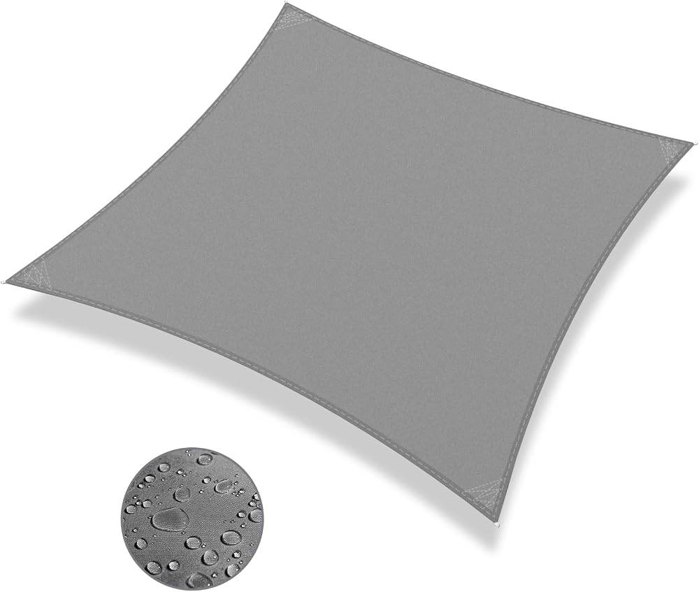 IOAOI Sun Shade Sail 3m x 3m Rectangle Waterproof UV Block 95% Grey