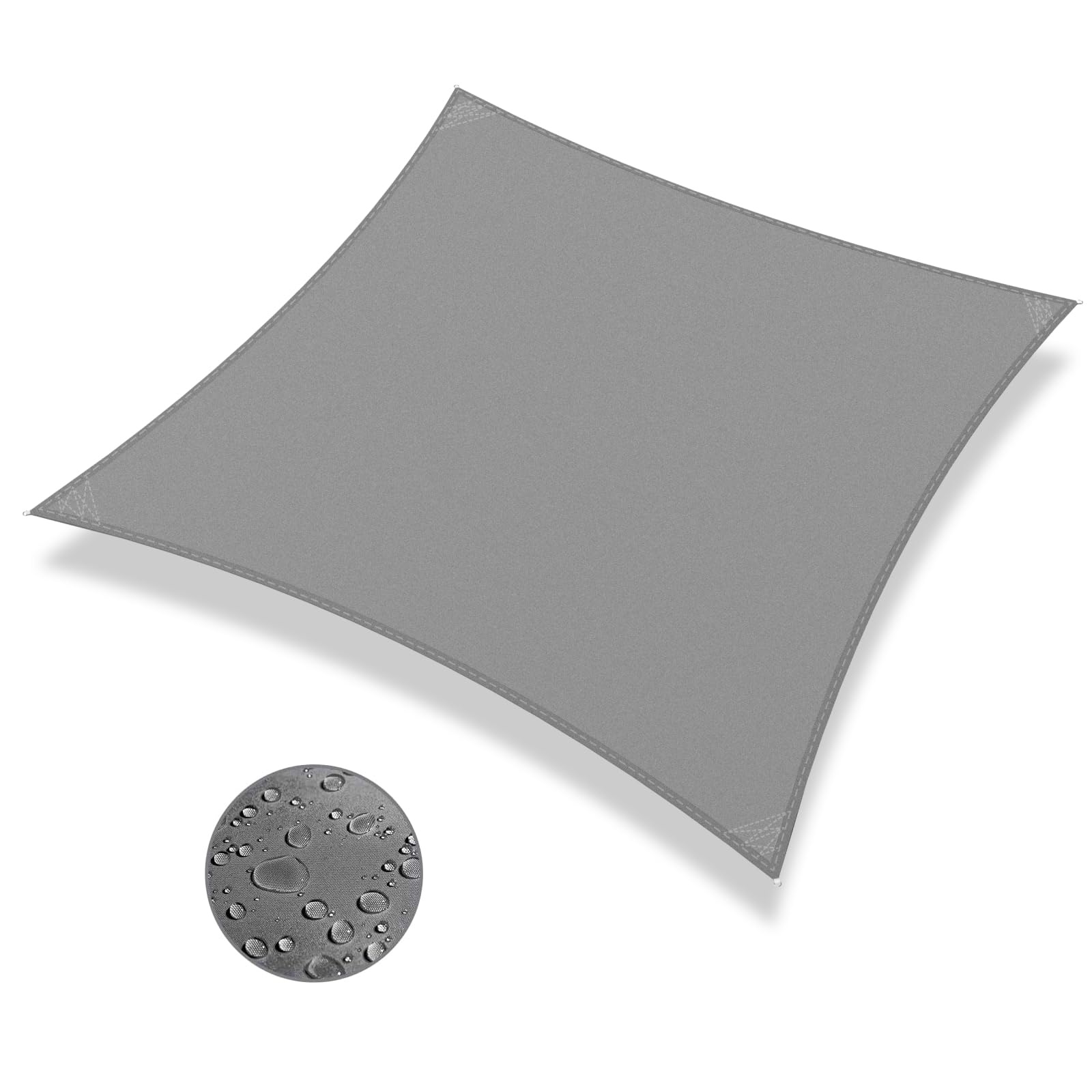 IOAOI Sun Shade Sail 3m x 3m Rectangle Awning Canopy, Waterproof Shade Sail Garden Canopy, 95% UV Block with Free Rope, Sun Sail for Outdoor, Garden, Patio, Yard, Pergola, Balcony, Party (Grey)