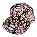 ZLYC Women Fashion Floral Print Adjustable Casual Snapback Baseball Cap Hat (Black)