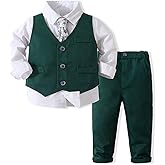 WEIWODUZUN Boys' Suits Gentleman's Tie Pants Set, Kids Formal Dress Shirt for Toddler Wedding Outfits