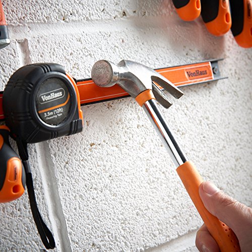 VonHaus 4 x 16" Piece Magnetic Tool Holder Organizer Racks Ideal for Garage and Workshops (Mounting Screws Included)