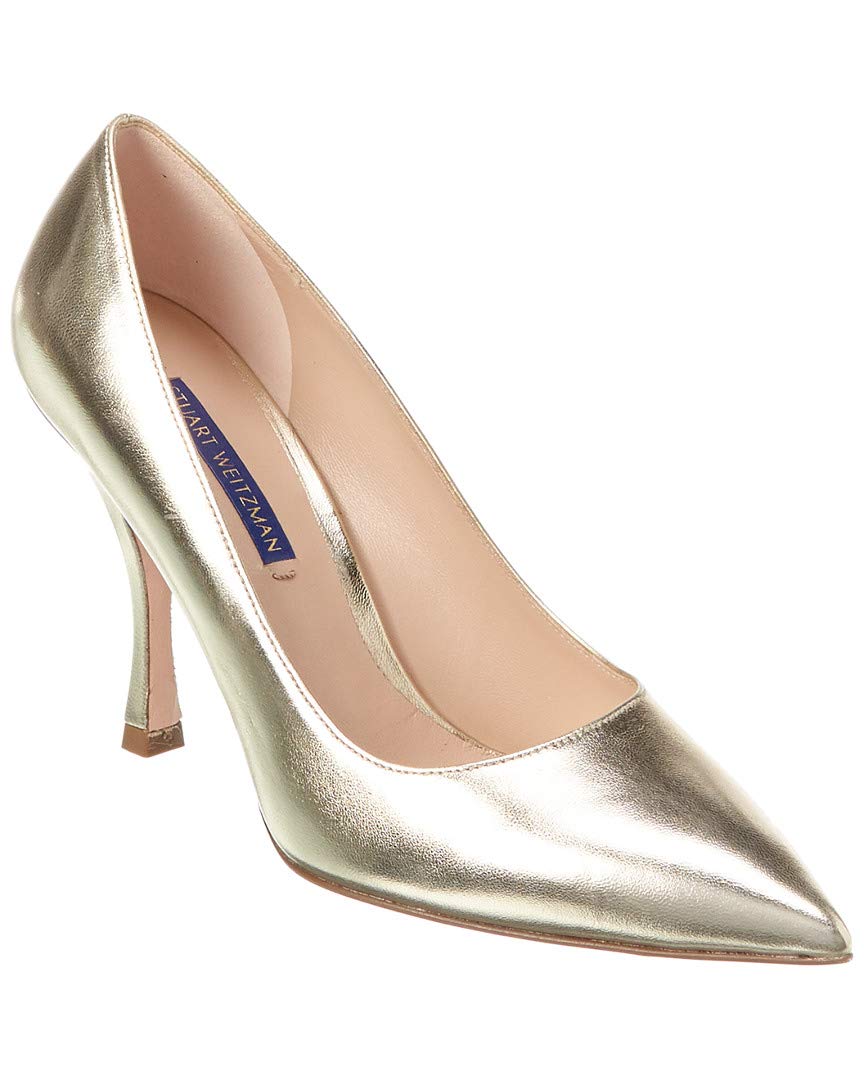 Stuart Weitzman Tippi 95mm Metallic Leather Point-Toe Pumps
