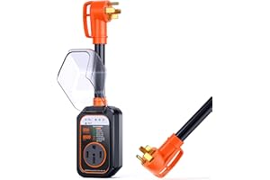 GEARGO RV Surge Protectors 50 Amp Waterproof, [2025 New Upgraded] RV Circuit Analyzer, Full Protection RV Adapter Plug for Camper(Orange)