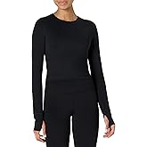 Amazon Essentials Women's Active FormFlex Buttery Soft Long Sleeve Slim Fit Crop Layering Workout Top