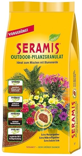 Seramis Ton-Granulat für alle Balkon- und Kübelpflanzen, Vorgedüngt, Outdoor-Pflanzgranulat, Ton-Farbe, 6 Liter