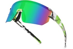 WANWAN Men Women Cycling Sunglasses, 80s Sport Baseball Mirrored Sun Glasses for Youth Adults Running Softball