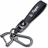 UNIMAT Genuine Leather Car Key Chain for Los Angeles Dodgers Baseball Fans Key ring Accessories Keychain Family Present for Man and Woman Black