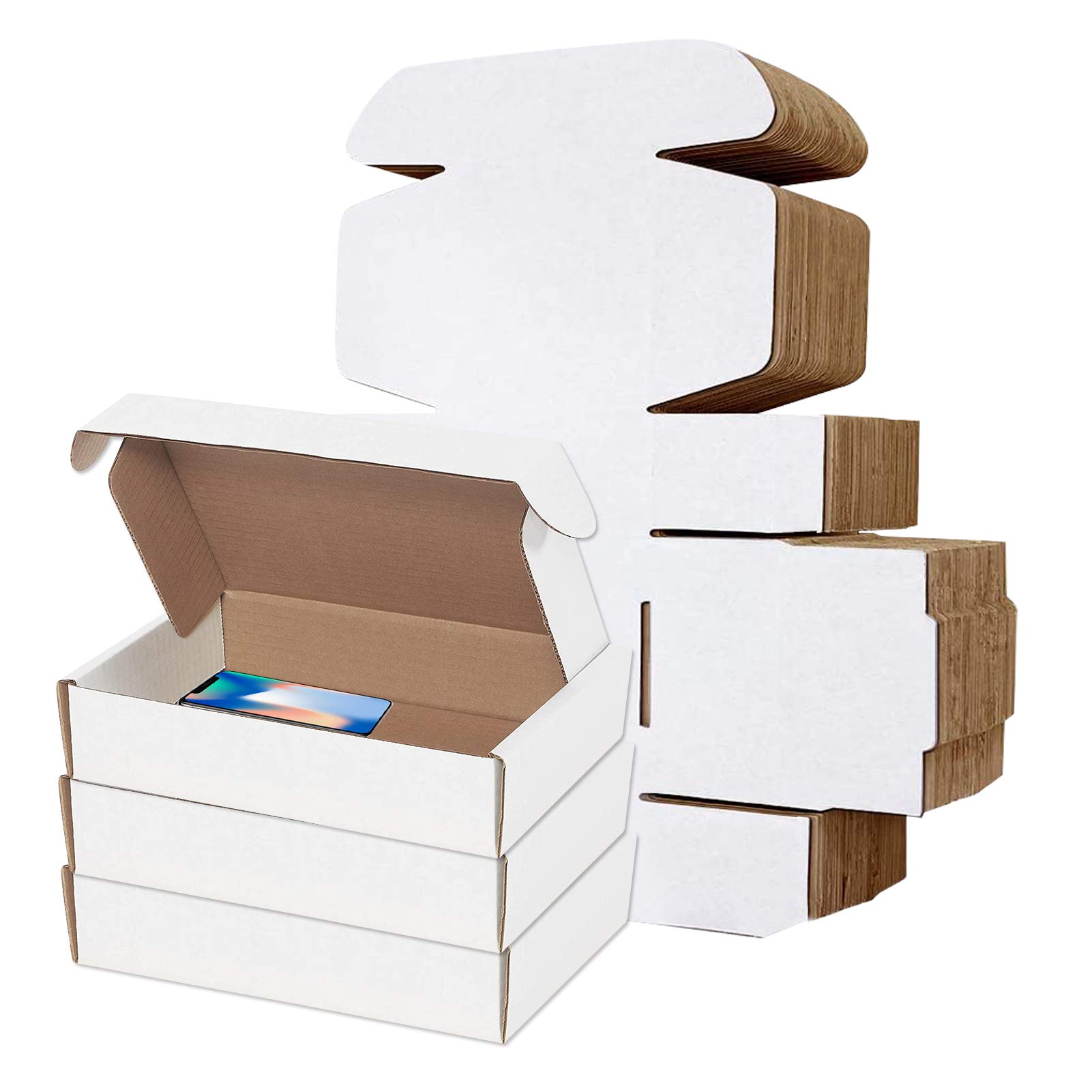 16 Packs Large 10.8x6.5x2 Inches White Package Box Hard White Corrugated Cardboard Shipping Boxs White Gift Wrap Box