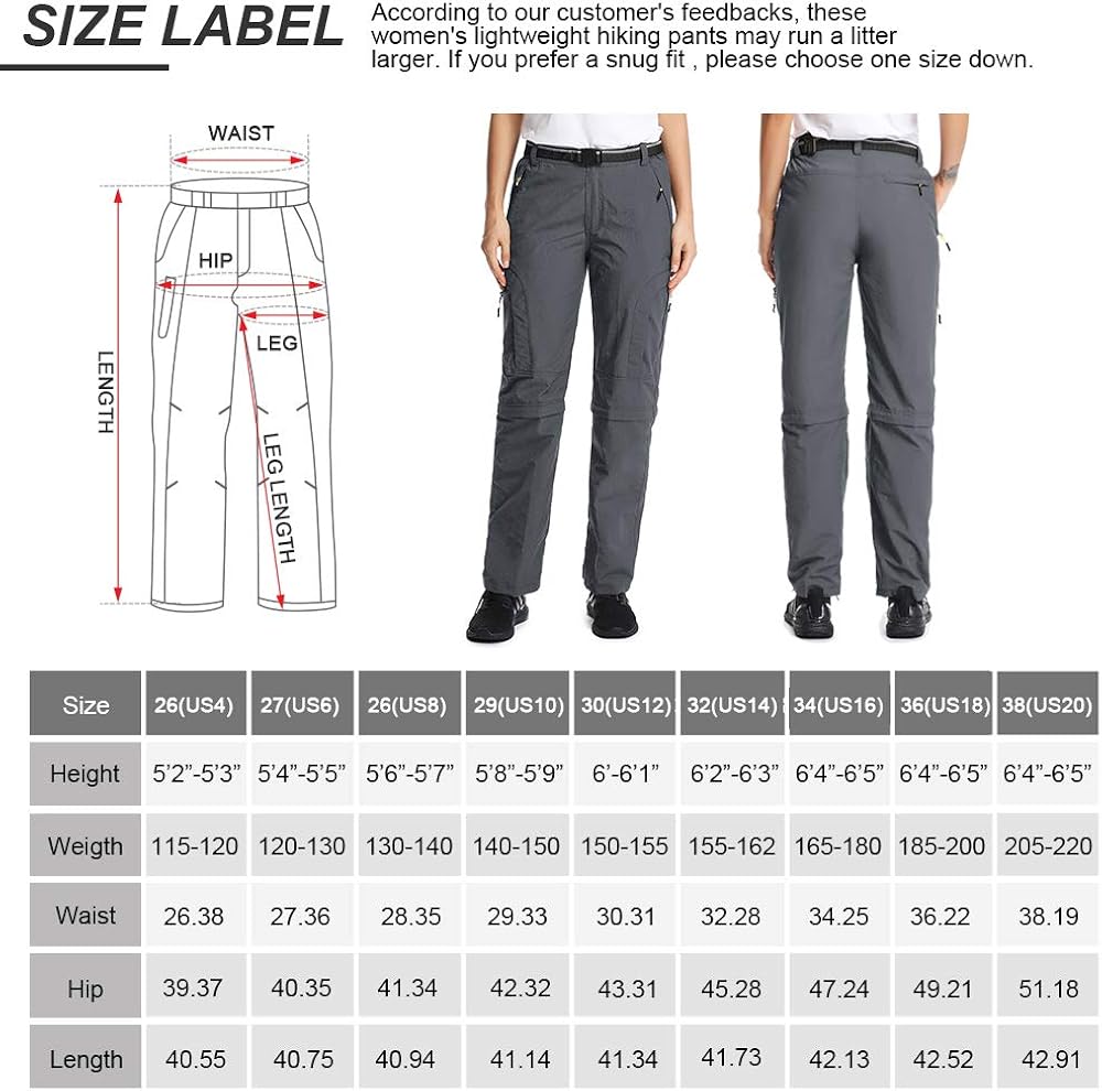 Women's Hiking Pants Quick Dry Convertible Stretch Lightweight Outdoor UPF 40 Fishing Safari Travel Camping Capri Pants: Clothing