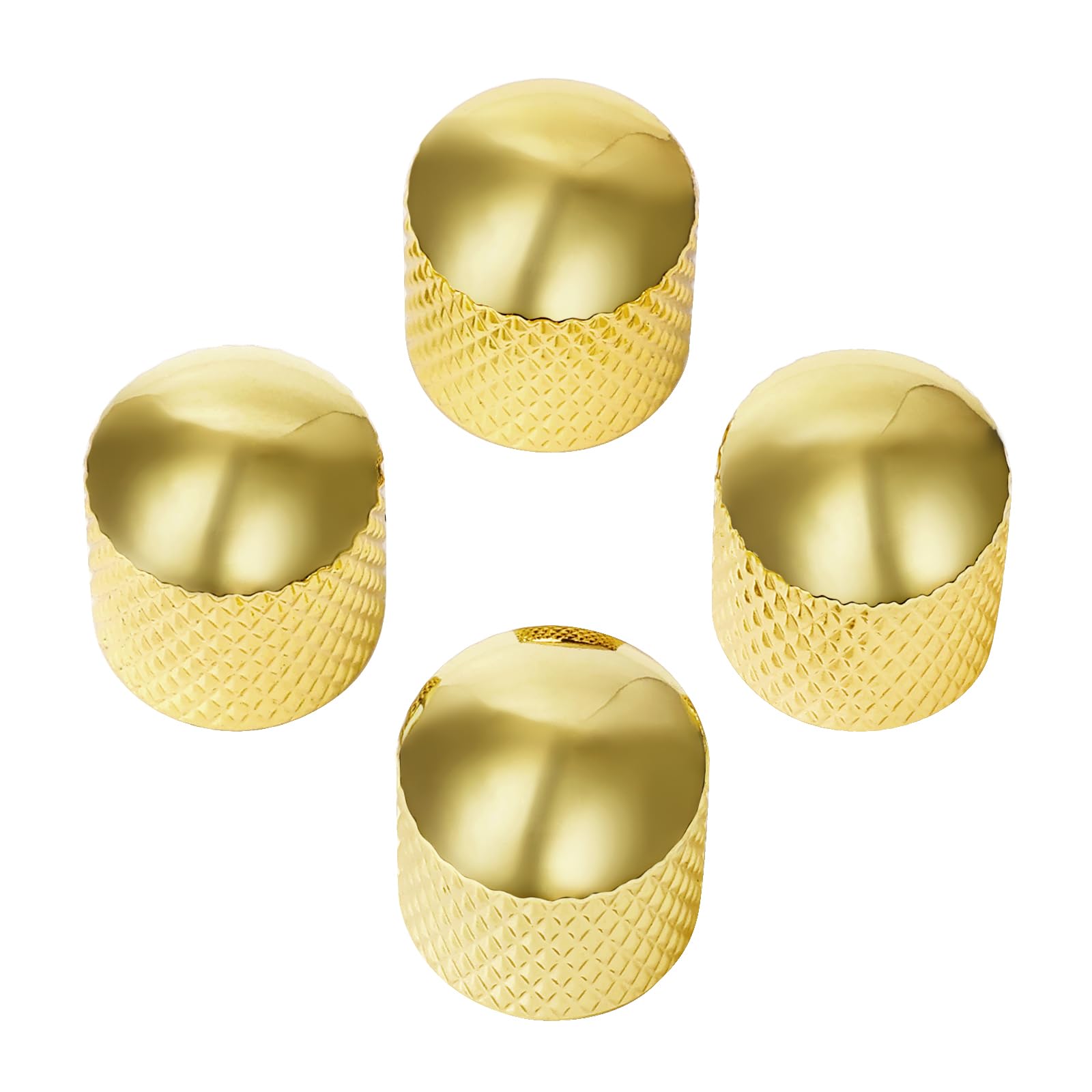 Banworks Electric Guitar Metal Control Knobs Metric 6mm (15/64") Speed Knob Dome Top Knobs Hat 18-Spline for Squier Telecaster Tele Super Strat ST Electric Guitars Pack of 4 JT/XN-05 Golden