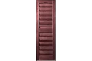 Plastic Development Group LSWHT1459 14 x 59 Inch Decorative Exterior Vinyl Louvered Window Shutters with Installation Kit and Instructions, Bordeaux