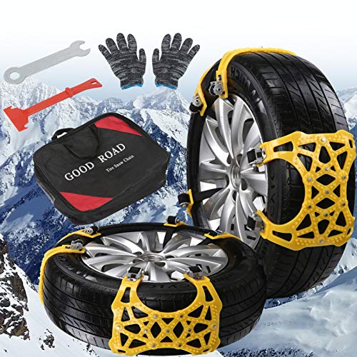 Hemousy 6 Pack Snow Chains,165265mm Tires Security Tire Chains