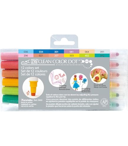 COLORFUL＊　4点 Amazon.com: Kuretake Zig 4 Clean Colour Dot Pen Set, zzzz-s